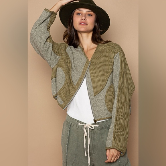 POL Quilted Knit Viding Detail Knit Patch Jacket - Picture 4 of 5